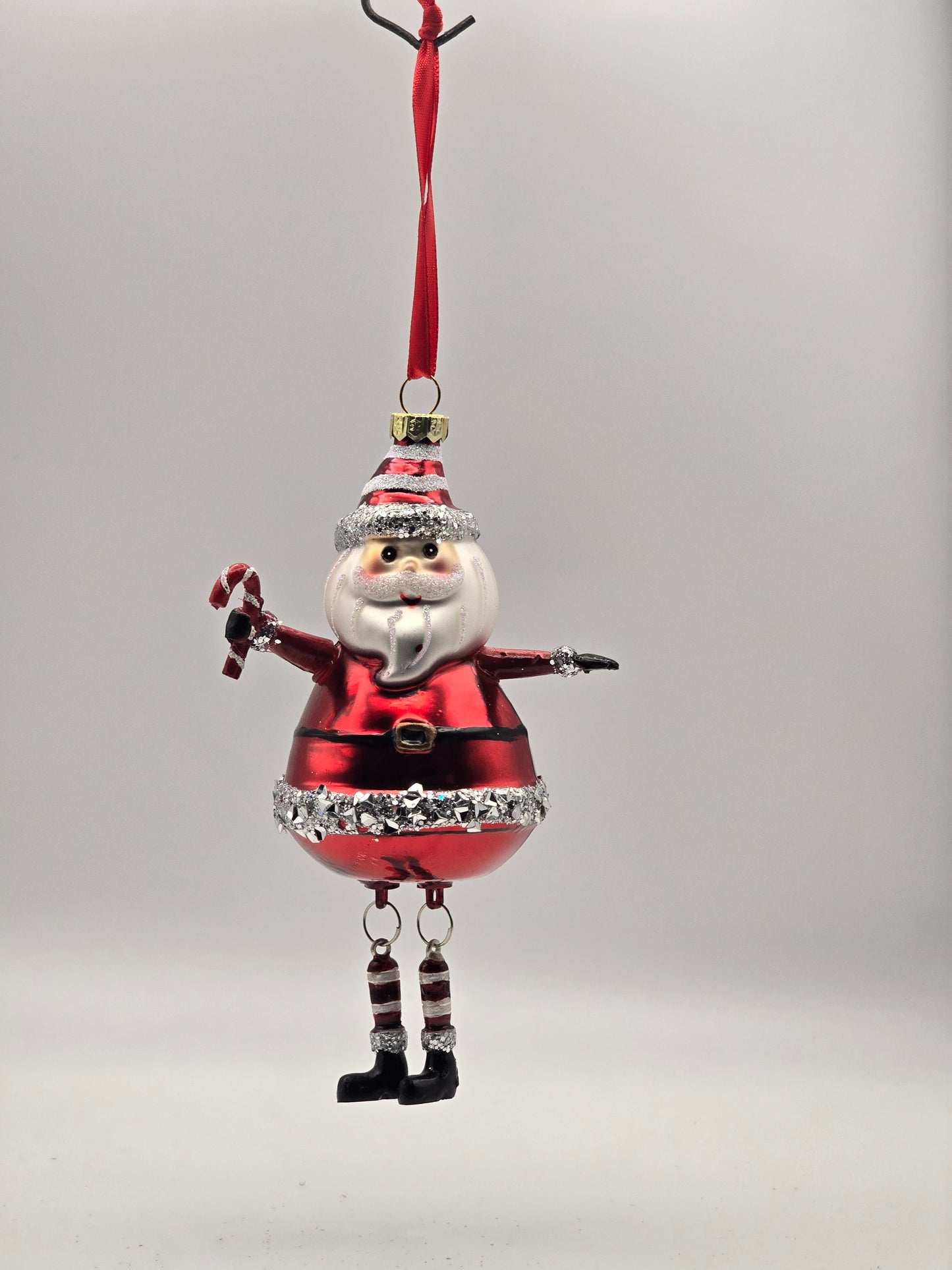 Weihnachtsmann rot-silber mit Wackelbeinen