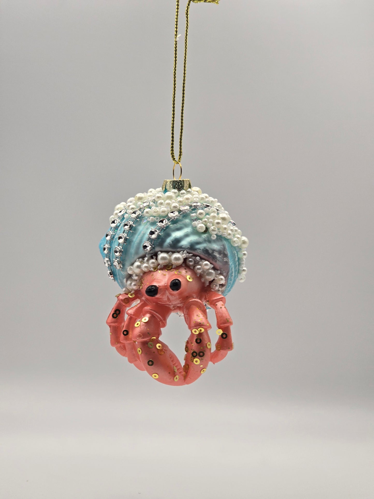 Krabbe in Muschelhaus mit Perlen und Strass