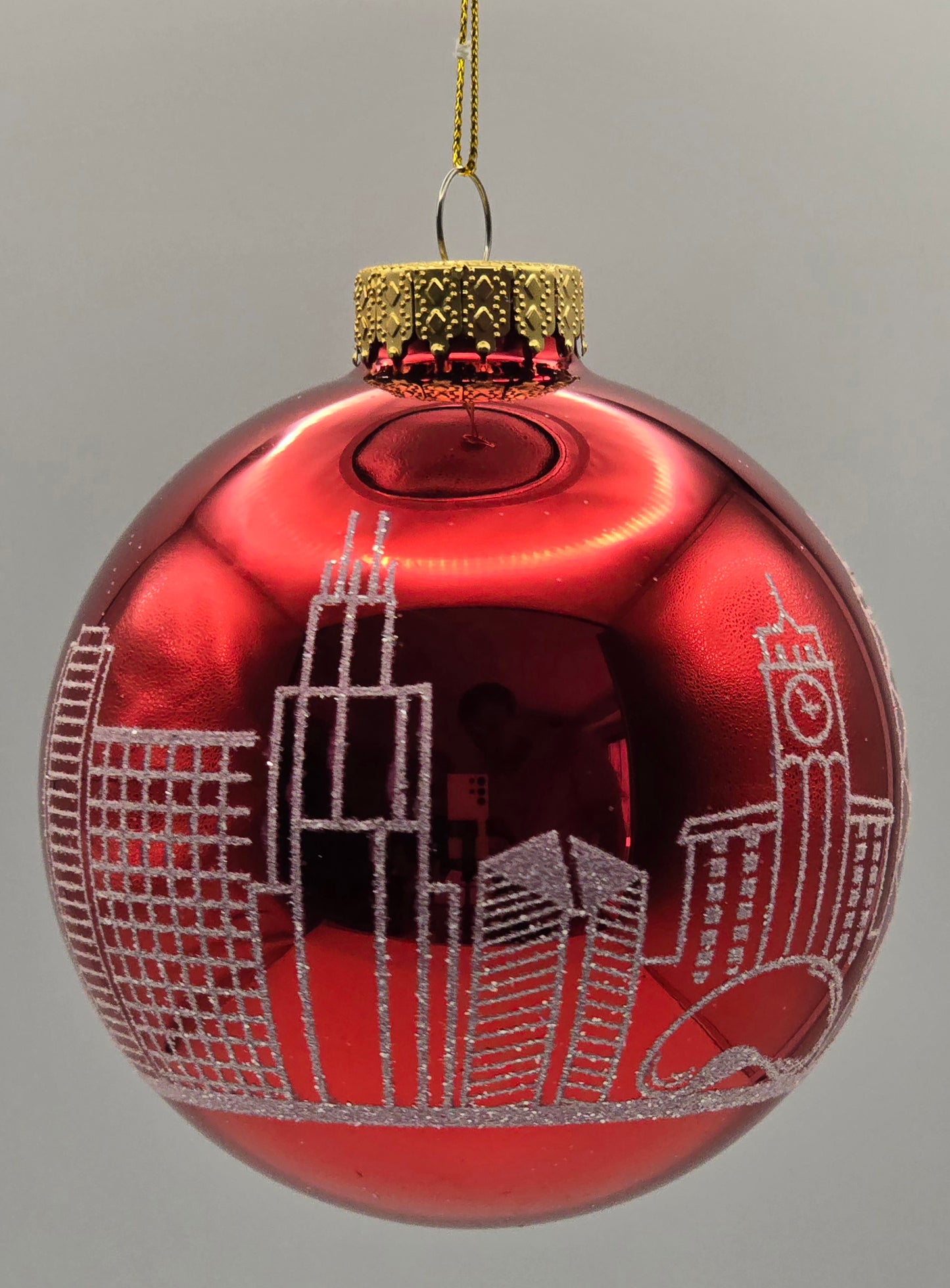 Kugel Chicago Skyline Rot Weiß 10cm