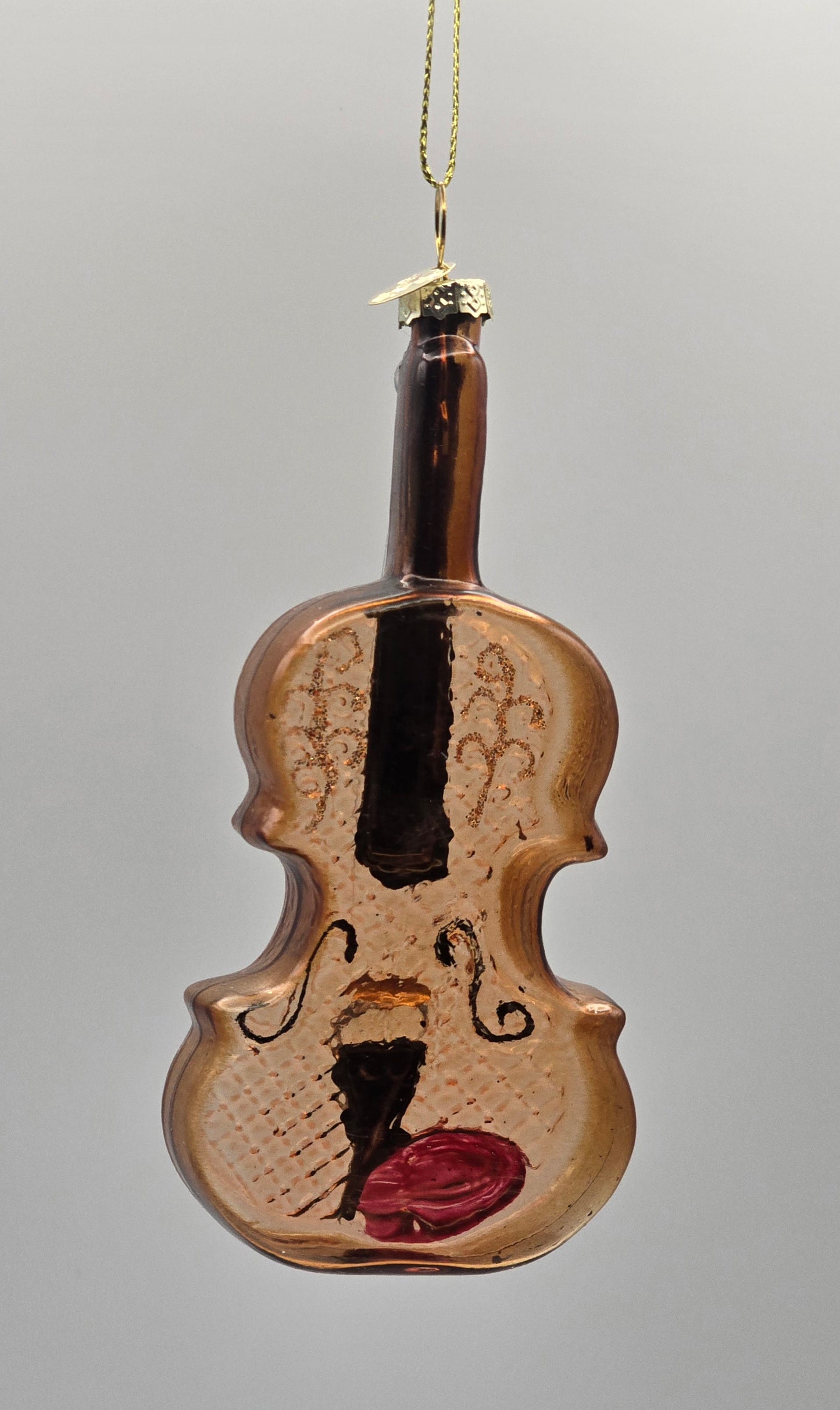 Geige Violine braun transparent mit rotem Farbtupfer