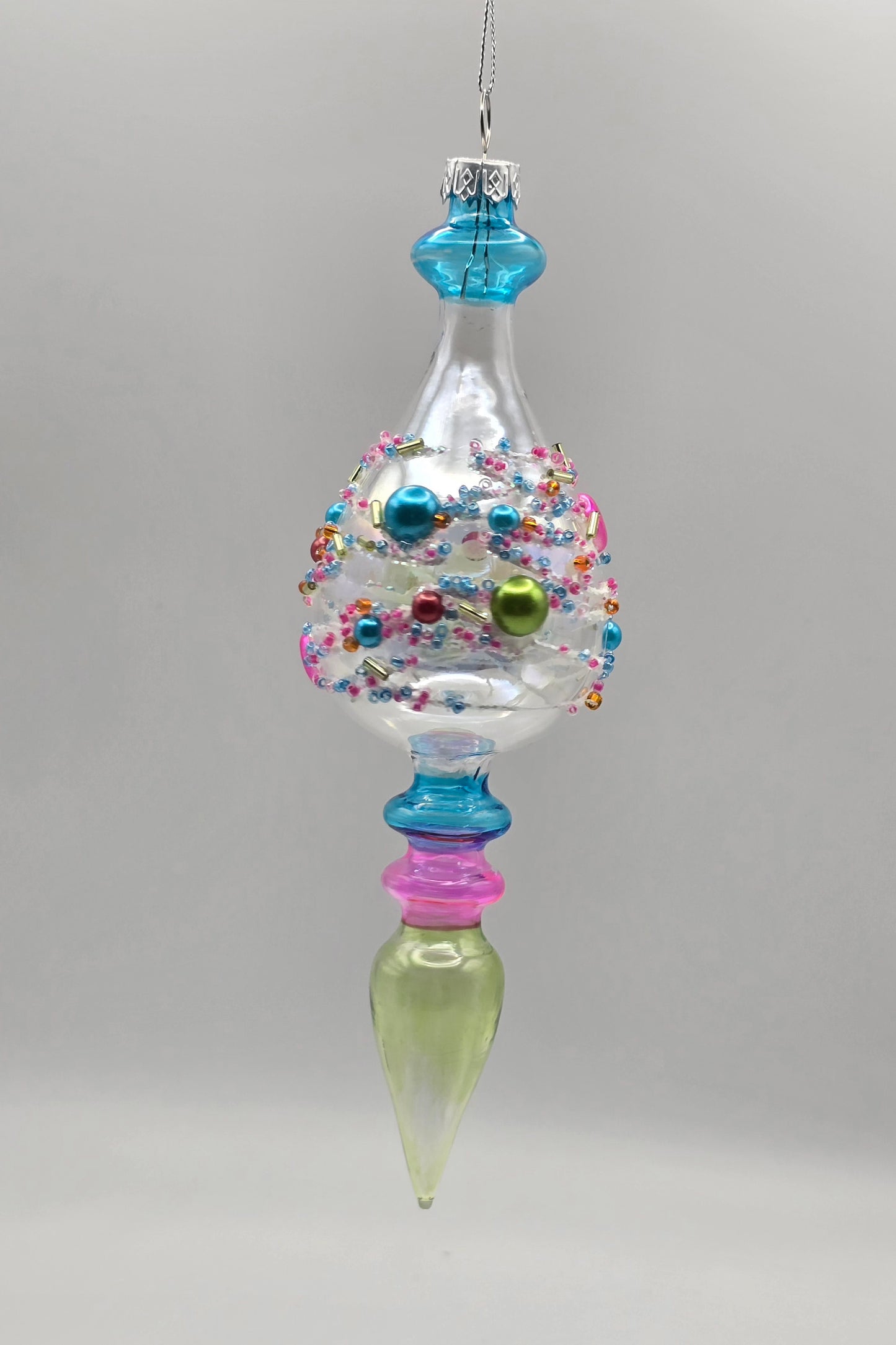 Zapfen Murmel Zuckerstange transparent bunt verziert oval