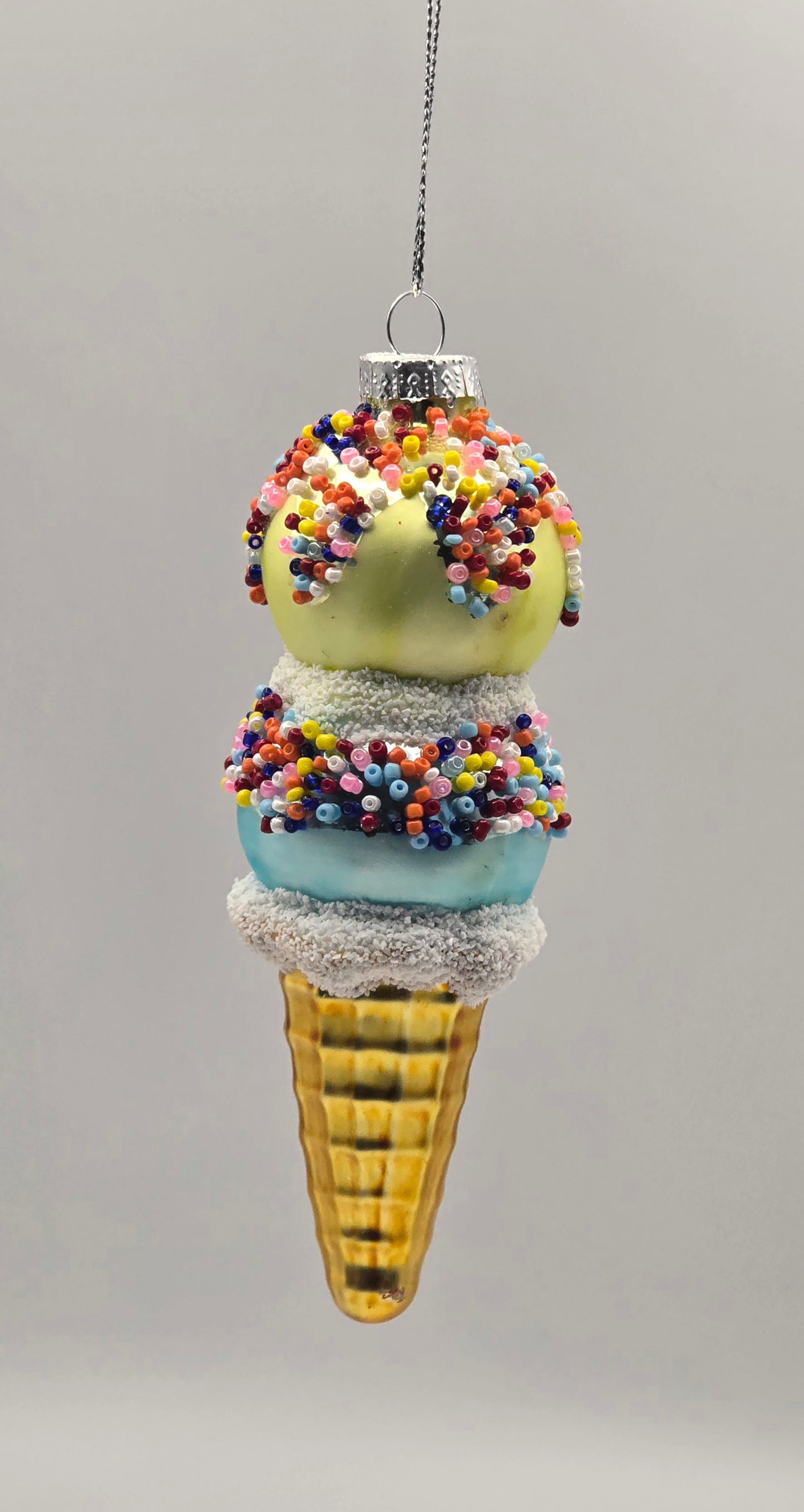 Eis Waffel Eis Cone gelb türkis verziert