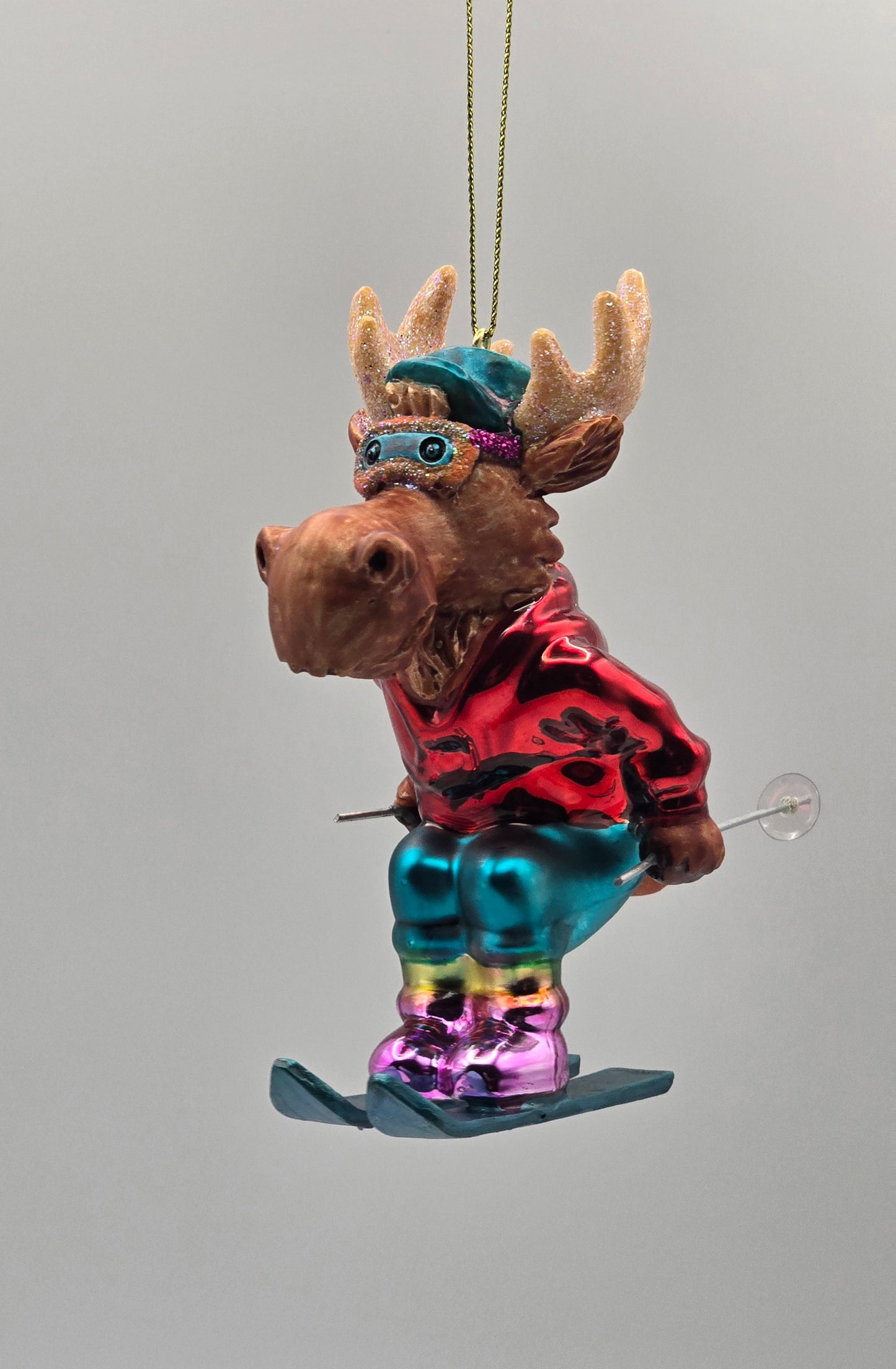 Elch Skifahrer rot blau