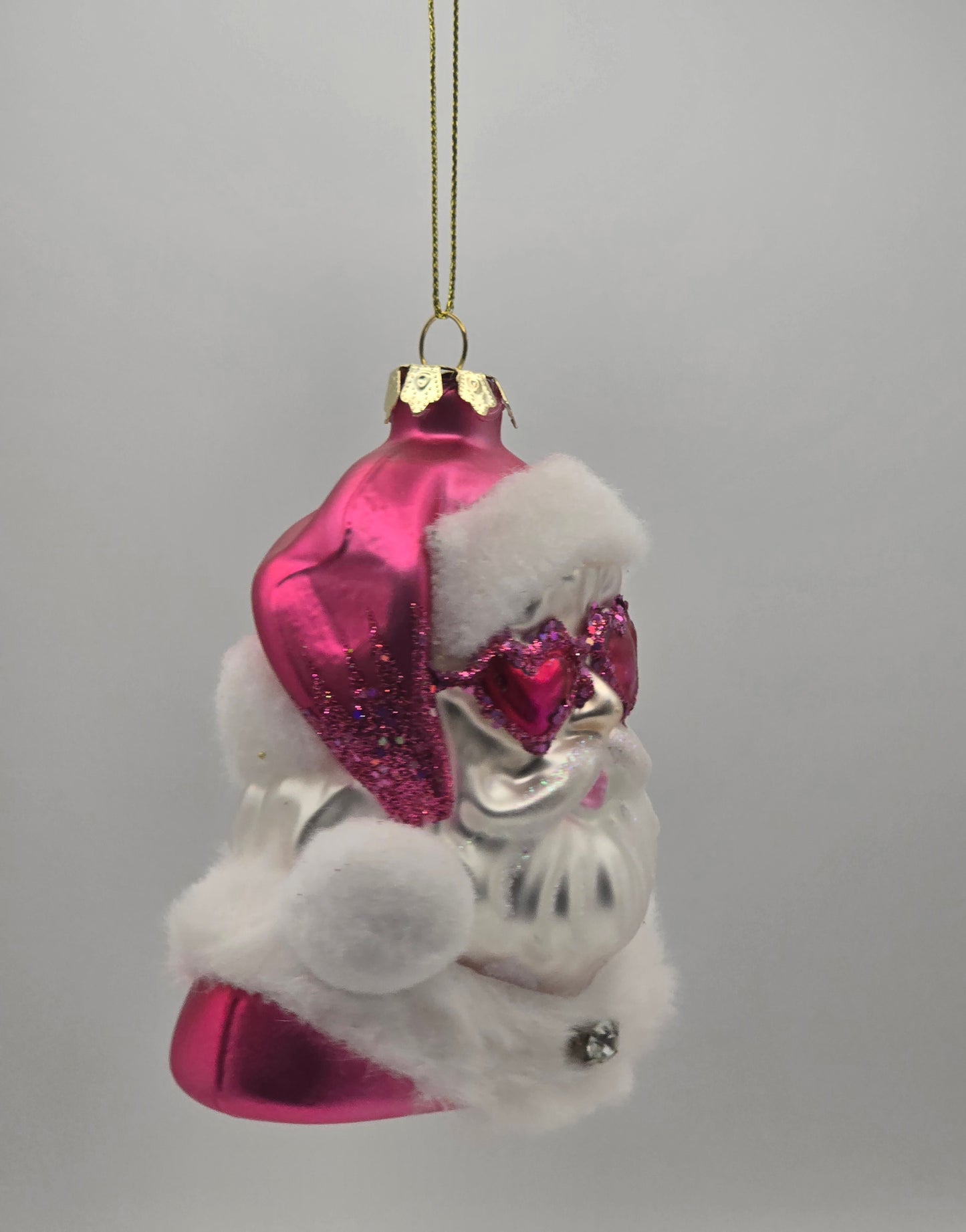 Weihnachtsmann pink mit Herz Brille #26