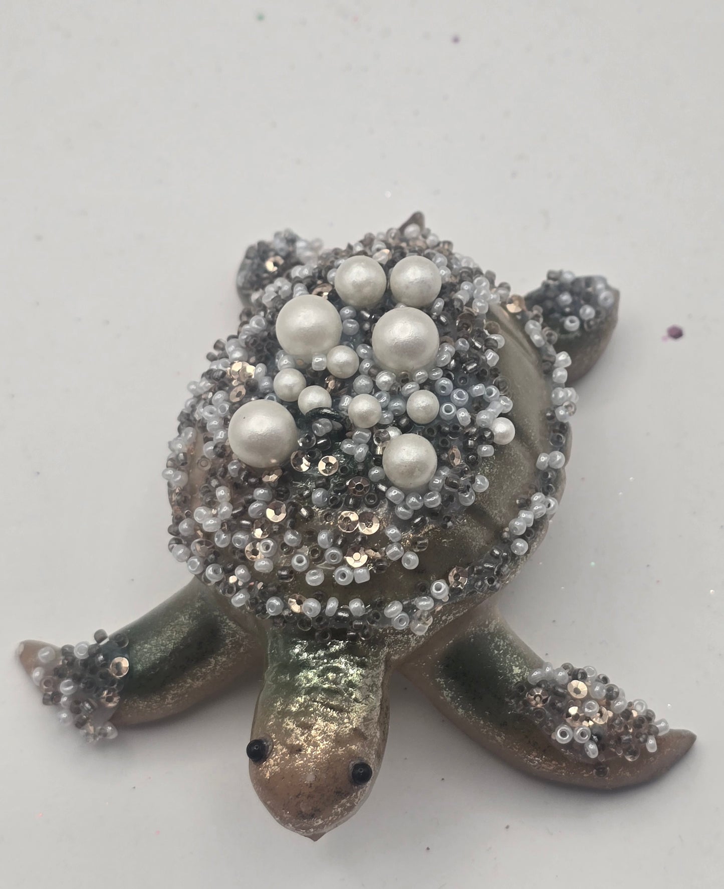 Keramik Schildkröte mit Perlen glitzern #26