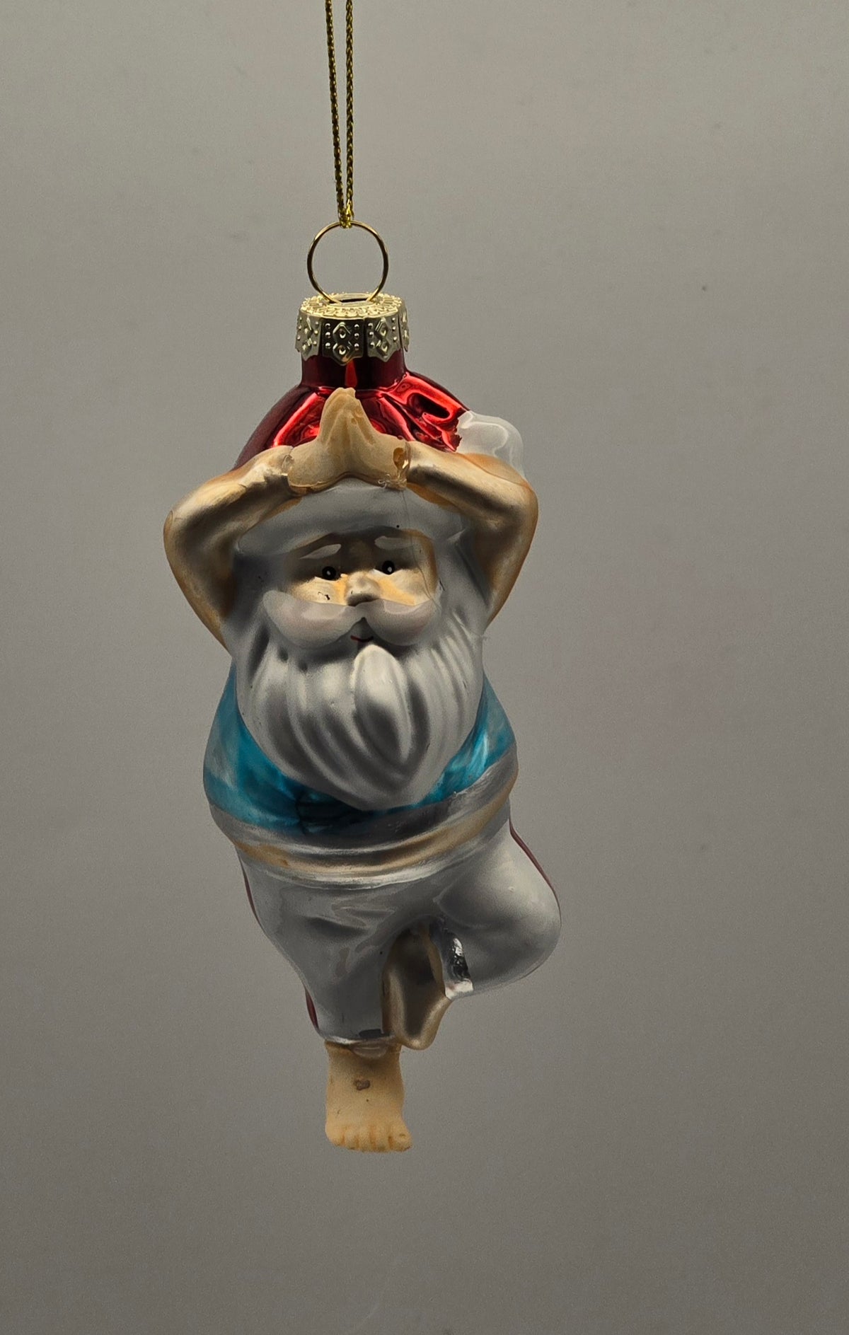 Yoga Weihnachtsmann stehend klein blau #28