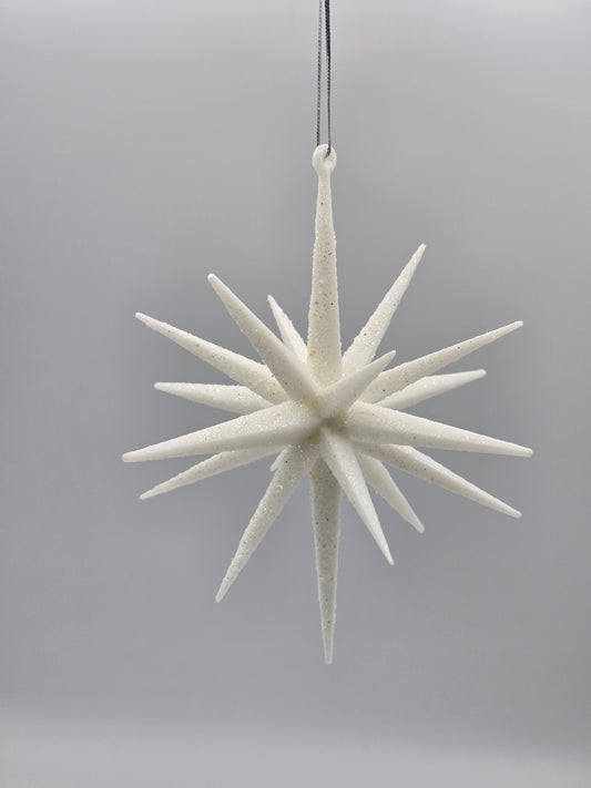 Weihnachts Stern zum Hängen Weiß Glitzer 15cm