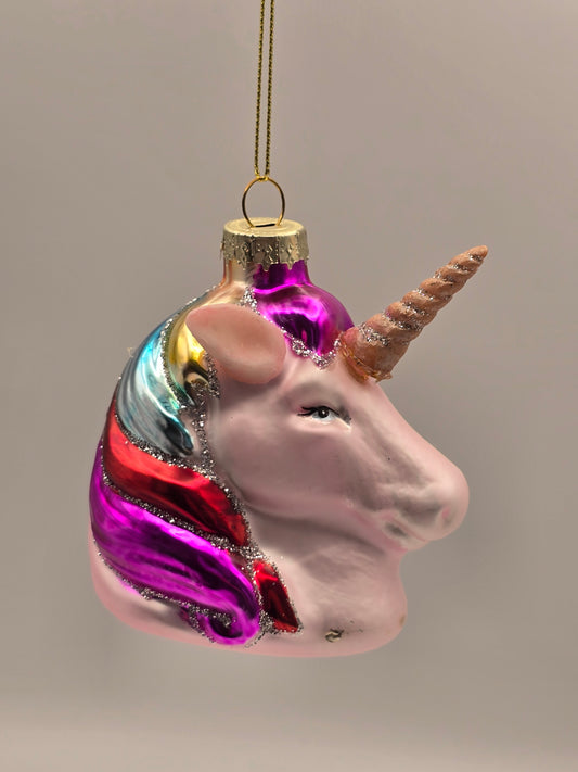 Einhorn Kopf rosa bunt verziert