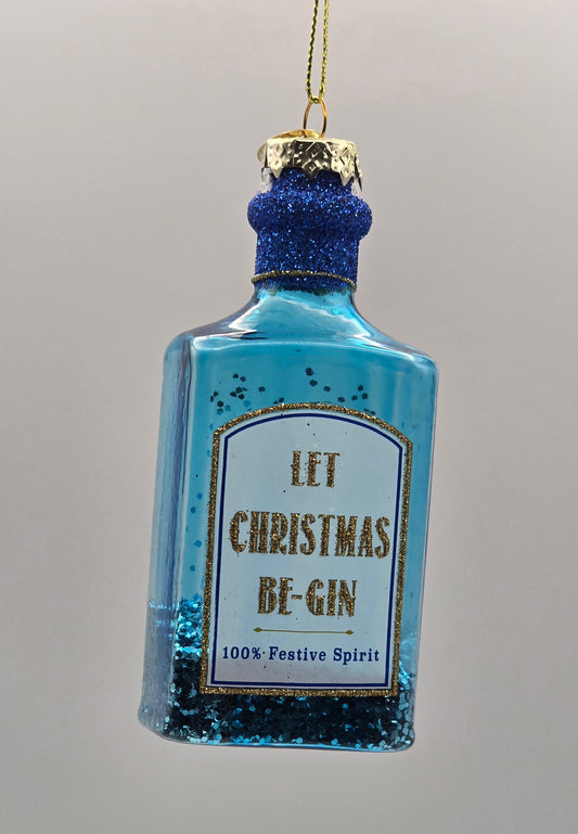 Gin Flasche blau *Let Christmas BE-GIN*