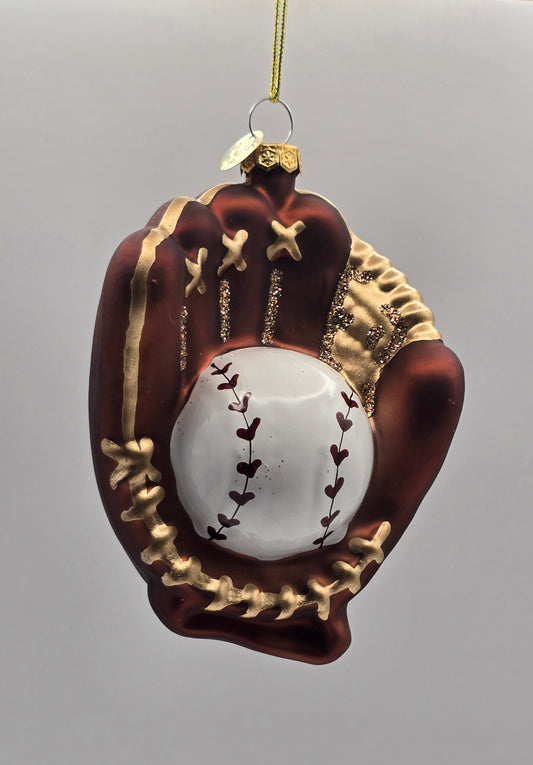 Baseball Handschuh mit Baseball braun gold