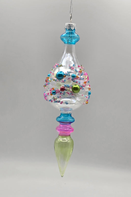 Zapfen Murmel Zuckerstange transparent bunt verziert oval