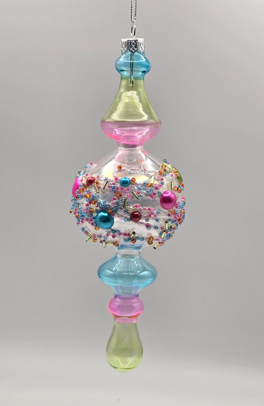 Zapfen Murmel Zuckerstange transparent bunt verziert rund