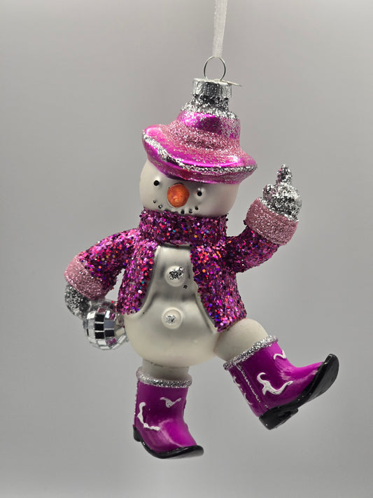 Schneemann pink Party mit Disco Kugel