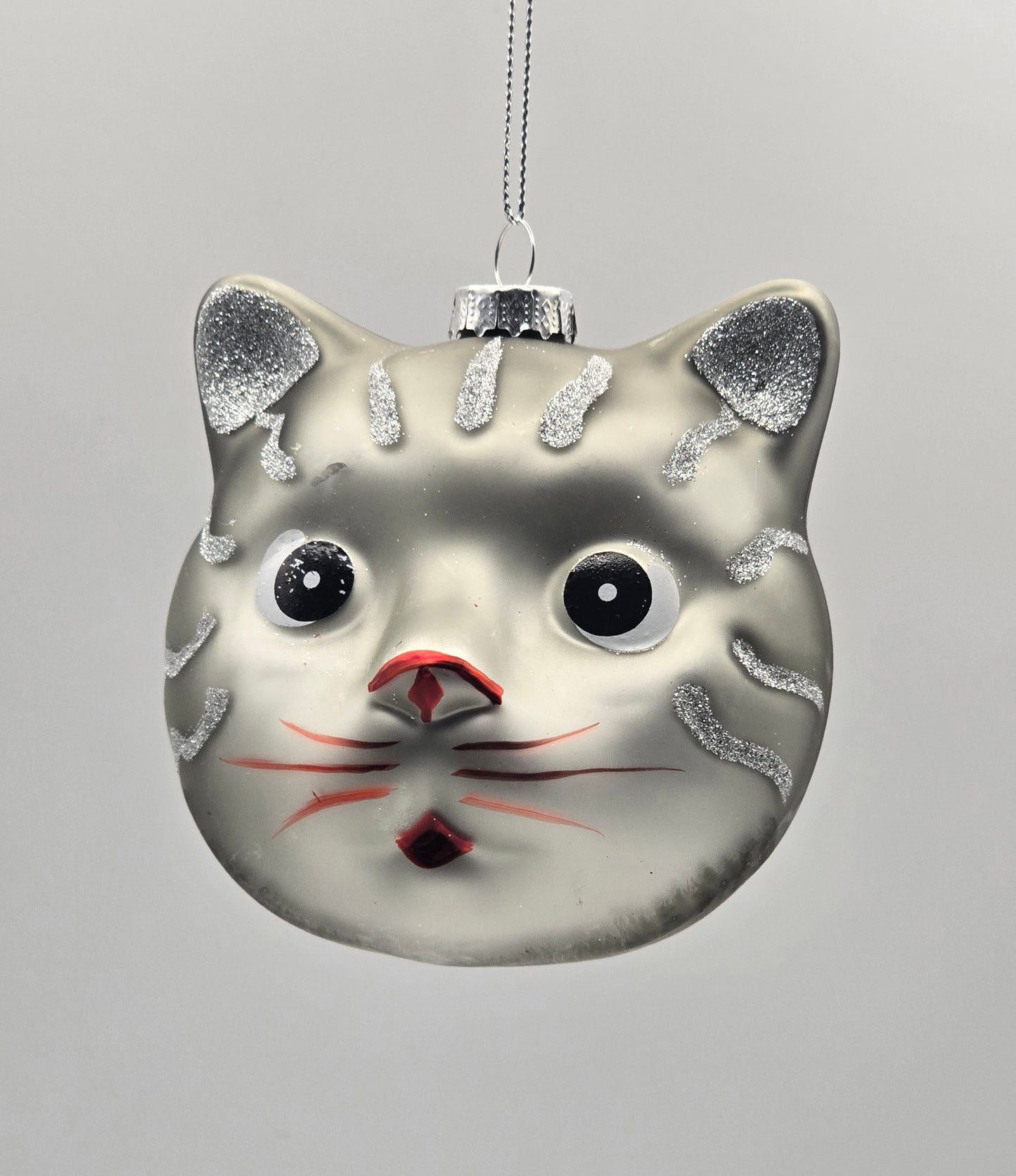 Katzen Kopf silber grau