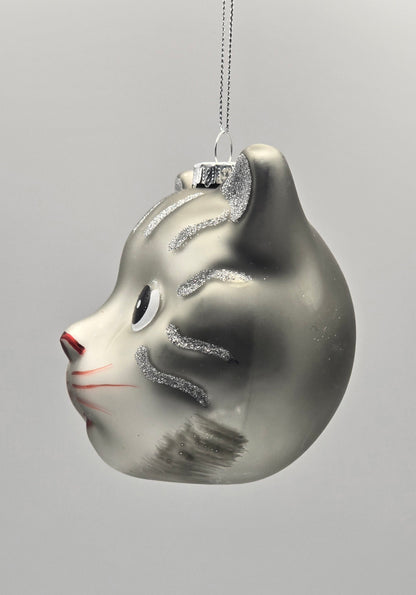 Katzen Kopf silber grau