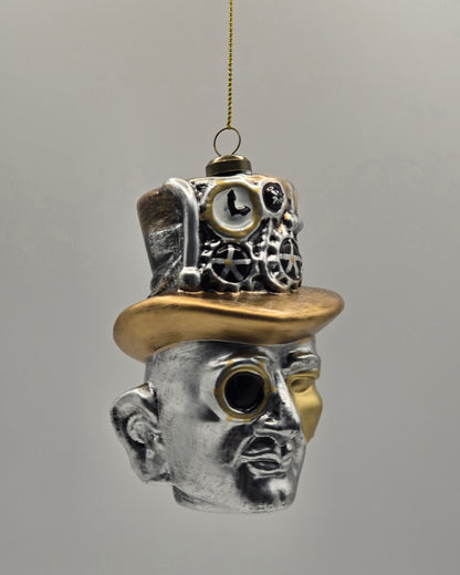 Steampunk Dystopian Kopf gold silber