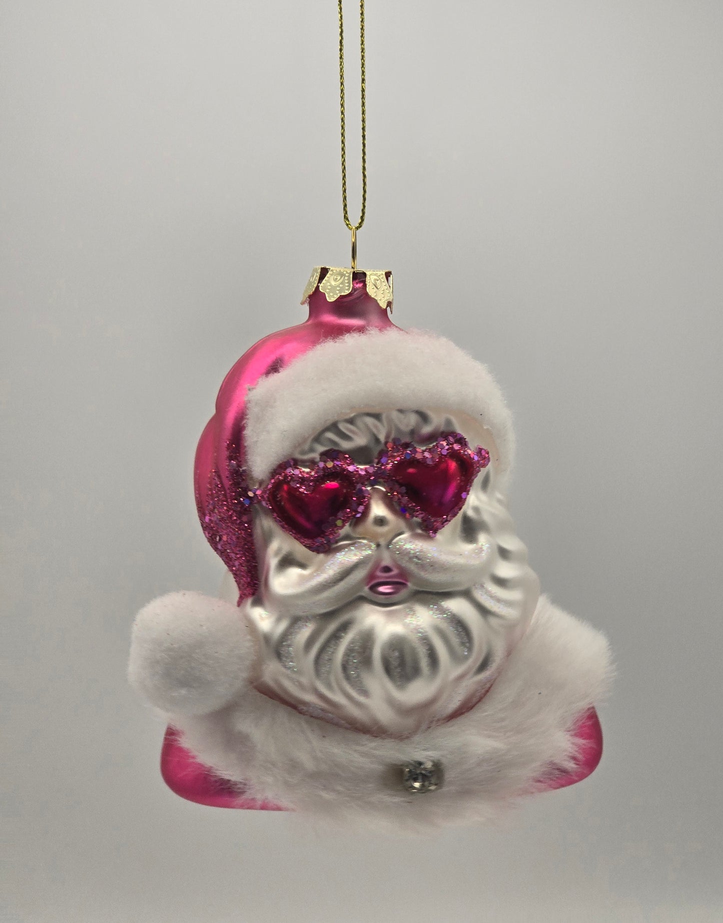 Weihnachtsmann pink mit Herz Brille #26