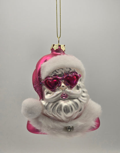 Weihnachtsmann pink mit Herz Brille #26