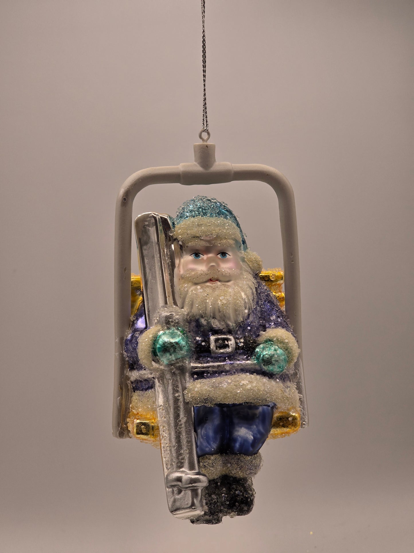 Weihnachtsmann auf Ski Lift blau silber-gold #26