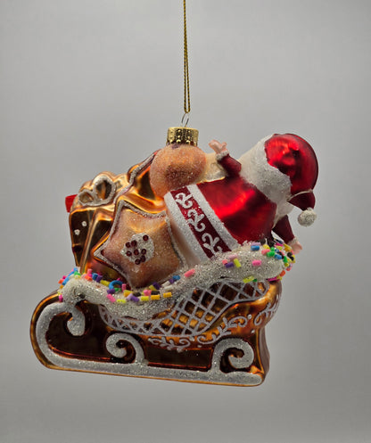 Weihnachtsmann auf Schlitten mit Geschenken Lebkuche Style #26