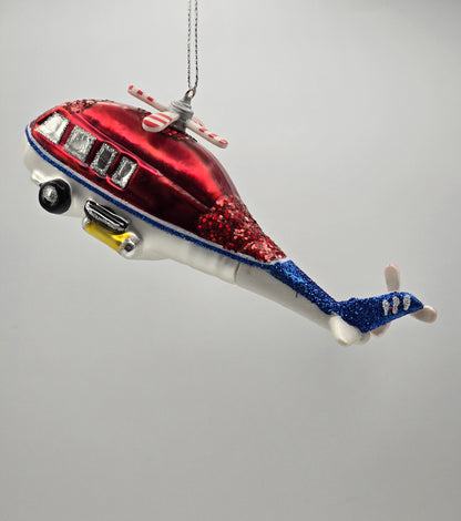 Helikopter rot silber blau verziert #26