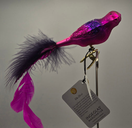 Vogel Zarter Gesang pink-lila mit Clip – Inge-Glas Manufaktur #5