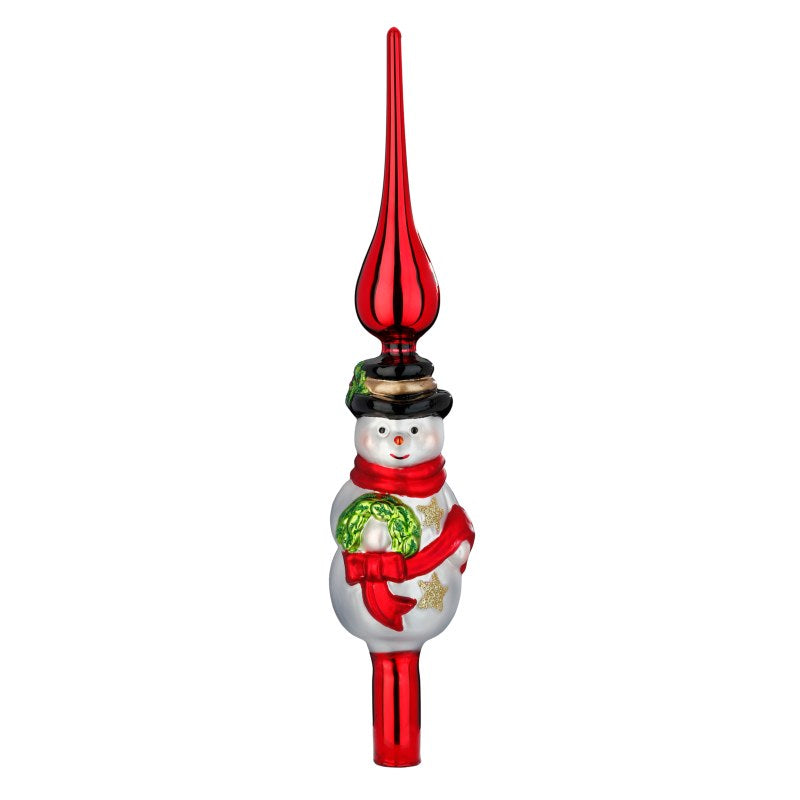 Dekorierte Spitze Snowman "Merry Red"