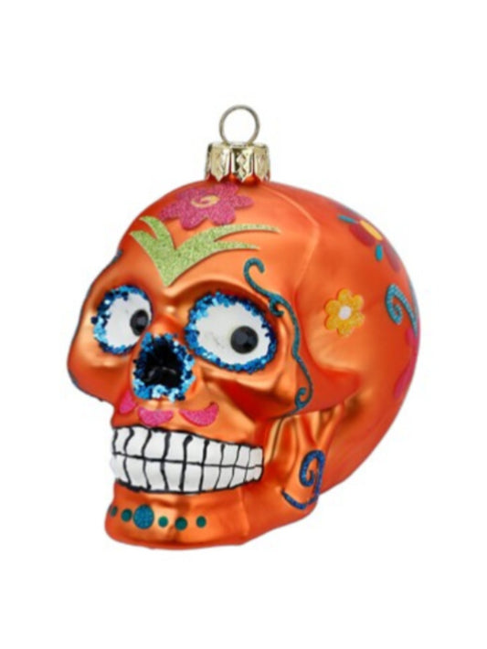 Totenkopf orange mit Verzierung