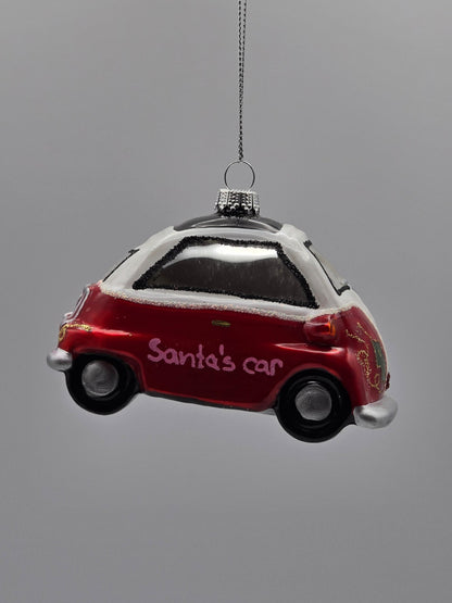 Santas Auto rot weiß