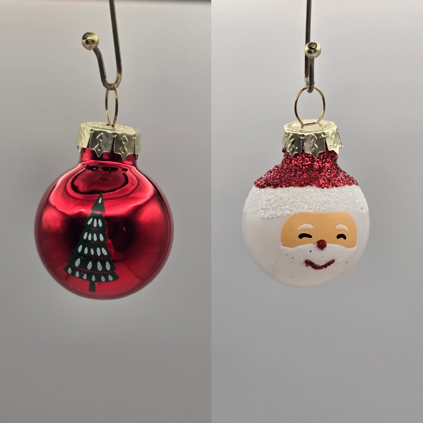 Mini Kugeln 2er Set Weihnachtsmann & Weihnachtsbaum rot weiß
