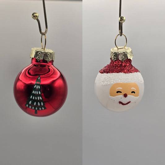 Mini Kugeln 2er Set Weihnachtsmann & Weihnachtsbaum rot weiß